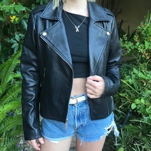Black Michael Kors Classic Leather Jacket